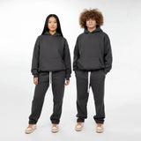 سويتشيرت هودي ساده للجنسين قطن اسفنجي رمادي غامق شتوي من اتش - HOOd-Dark grey