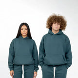 سويتشيرت هودي ساده للجنسين قطن اسفنجي بترولي شتوي من اتش - HOOd-Petrol