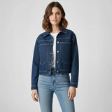 جاكيت اكمام طويلة حريمي جينز رباعيه قطن 100 % كحلي وسط جميع المواسم من ايجي وير جينز - JAW01-464-MEDUMBLUE