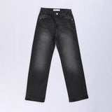 بنطلون جينز وايد ليج حريمي ليكرا مستورد رمادي غامق جميع المواسم من عربي جينز - Jeans-Dark grey