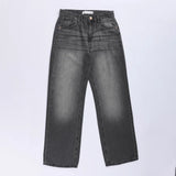 بنطلون جينز وايد ليج حريمي ليكرا مستورد رمادي جميع المواسم من عربي جينز - Jeans-Grey