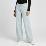 بنطلون جينز وايد ليج حريمي ليكرا مستورد ازرق فاتح جميع المواسم من عربي جينز - Jeans-light Blue