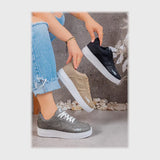 حذاء سنيكرز حريمى فوندي جلد إسكاي مستورد ونعل PVC حقن الوان متعددة جميع المواسم من ان ستايل - K-67