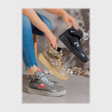 حذاء سنيكرز حريمى فوندي جلد إسكاي مستورد ونعل PVC حقن الوان متعددة جميع المواسم من ان ستايل - K-9