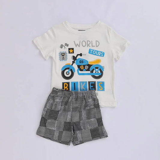 ترنج مطبوع قطعتين اولادي قطن الوان متعددة صيفى من ايه ال واي - KO-13