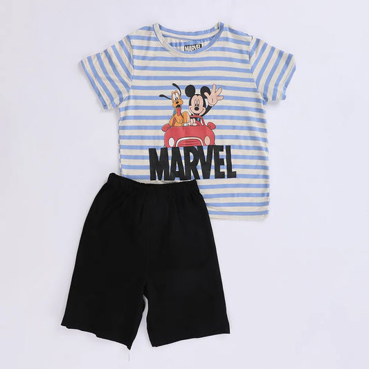 ترنج مطبوع قطعتين اولادي قطن الوان متعددة صيفى من ايه ال واي - KO-6