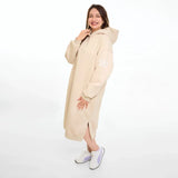سويتشيرت هودي اوفر سايز طويل حريمى قطن اسفنجي بيج شتوي من اتش - Long Hood-Beige