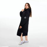 سويتشيرت هودي اوفر سايز طويل حريمى قطن اسفنجي اسود شتوي من اتش - Long Hood-Black