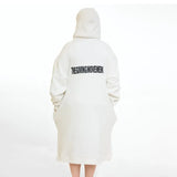 سويتشيرت هودي اوفر سايز طويل حريمى قطن اسفنجي ابيض شتوي من اتش - Long Hood-White