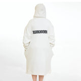 سويتشيرت هودي اوفر سايز طويل حريمى قطن اسفنجي ابيض شتوي من اتش - Long Hood-White