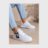 حذاء سنيكرز رجالى فوندي جلد إسكاي مستورد ونعل PVC حقن ابيض جميع المواسم من اربعه زيرو اربعه - MH2238