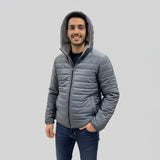 جاكيت بامب بكابيشوه ووتر بروف مبطن فرو رجالي سوفت رمادي غامق شتوي من كيه اتش ال - PUMP-2-DG