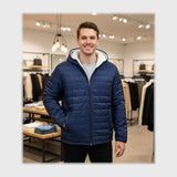 جاكيت بامب بكابيشوه ووتر بروف مبطن فرو رجالي سوفت كحلي شتوي من كيه اتش ال - PUMP-2-NV