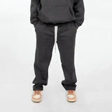 بنطلون وايد ليج ساده للجنسين قطن اسفنجي رمادي غامق جميع المواسم من اتش - Pant-Dark Grey