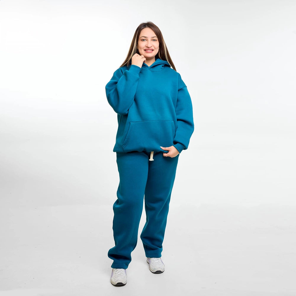 بنطلون وايد ليج ساده للجنسين قطن اسفنجي كحلي جميع المواسم من اتش - Pant-Navy