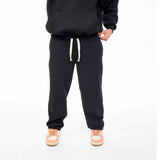 بنطلون وايد ليج ساده للجنسين قطن اسفنجي اسود جميع المواسم من اتش - Pant-Black