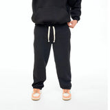 بنطلون وايد ليج ساده للجنسين قطن اسفنجي اسود جميع المواسم من اتش - Pant-Black