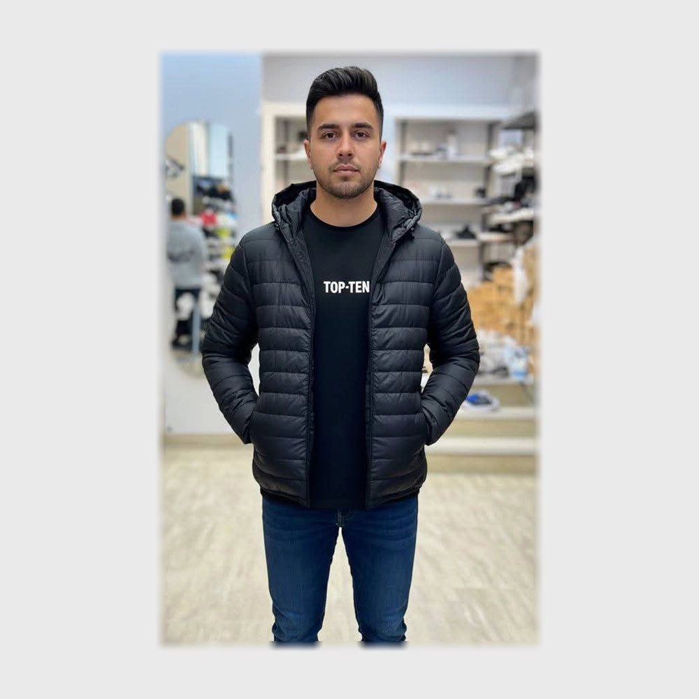 جاكيت بامب بكابيشوه ووتر بروف مبطن فرو رجالي سوفت اسود شتوي من كيه اتش ال - Pump-BK