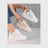 حذاء سنيكرز حريمى فوندي جلد إسكاي مستورد ونعل PVC حقن الوان متعددة جميع المواسم من اس اند كيه-R-4039NL