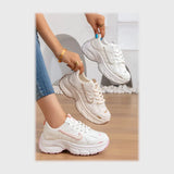 حذاء سنيكرز حريمى فوندي جلد إسكاي مستورد ونعل PVC حقن الوان متعددة جميع المواسم من اس اند كيه يويو ميكس - R-4188KN