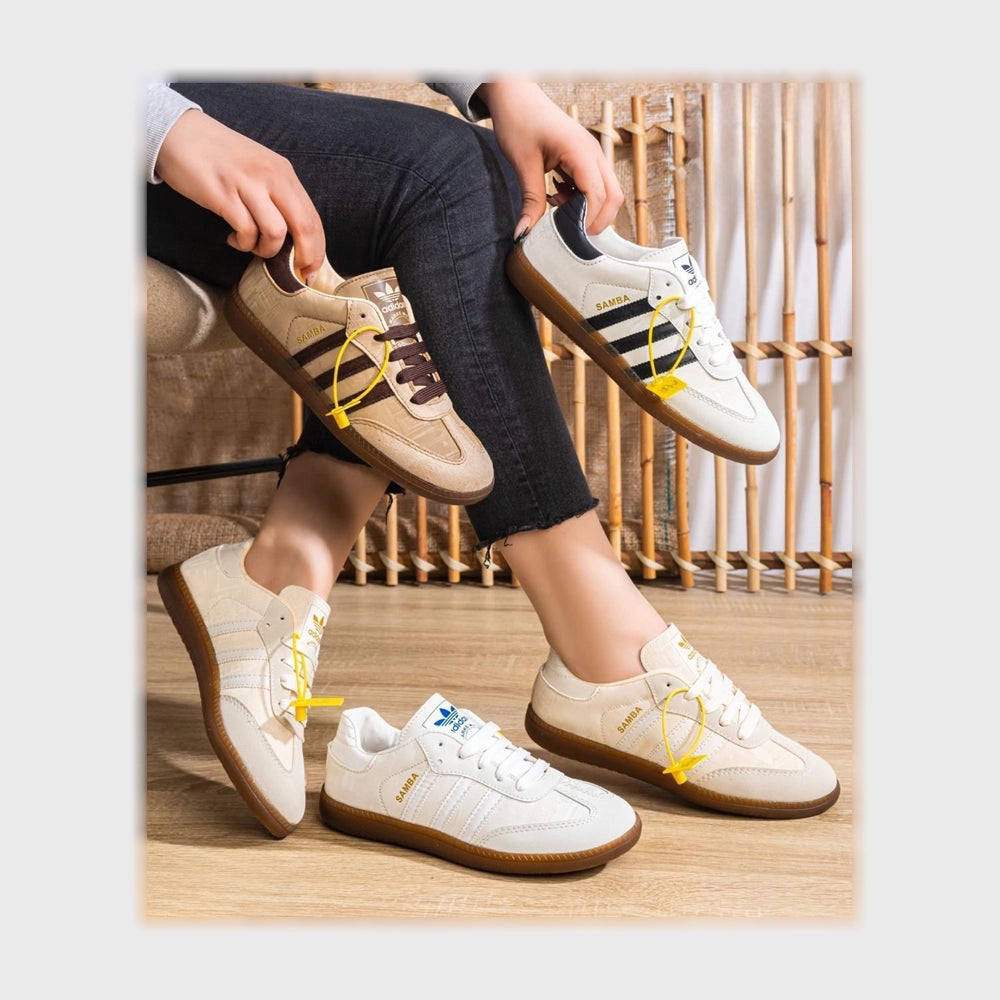 حذاء سنيكرز حريمى فوندي جلد إسكاي مستورد ونعل PVC حقن الوان متعددة جميع المواسم من العالمية - R-498-WH