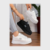 حذاء سنيكرز حريمى فوندي جلد إسكاي مستورد ونعل PVC حقن الوان متعددة جميع المواسم من اس اند كيه - R-6060NS