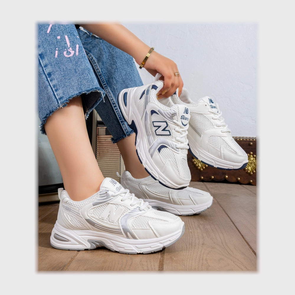 حذاء سنيكرز حريمى فوندي جلد إسكاي مستورد ونعل PVC حقن الوان متعددة جميع المواسم من اس ان كيه - R-6293NBS