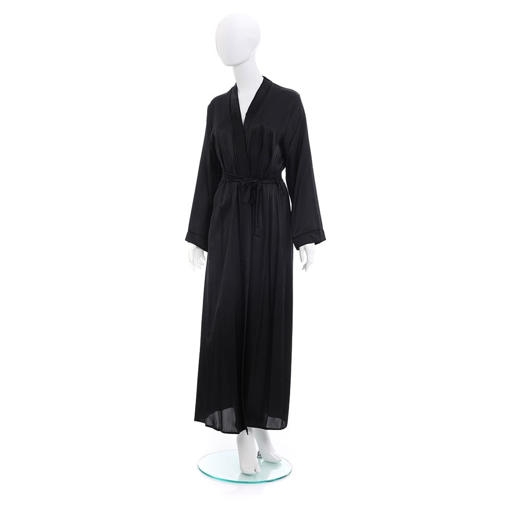 روب طويل حريمي بوليستر اسود جميع المواسم من رونزا-6051-black
