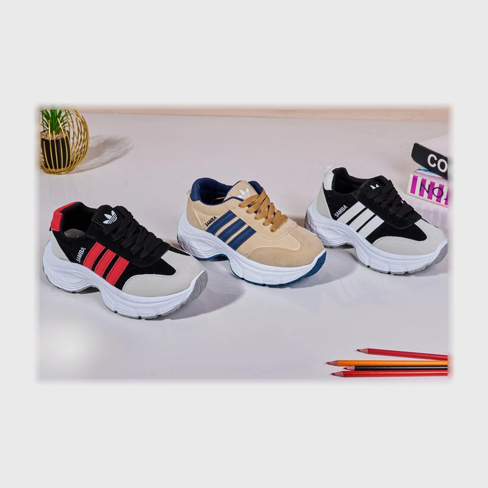 حذاء سنيكرز اطفالى فوندي جلد إسكاي مستورد ونعل PVC حقن الوان متعددة جميع المواسم من ان ستايل - S-10
