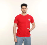 تيشيرت دائري رجالي احمر من شورت كت