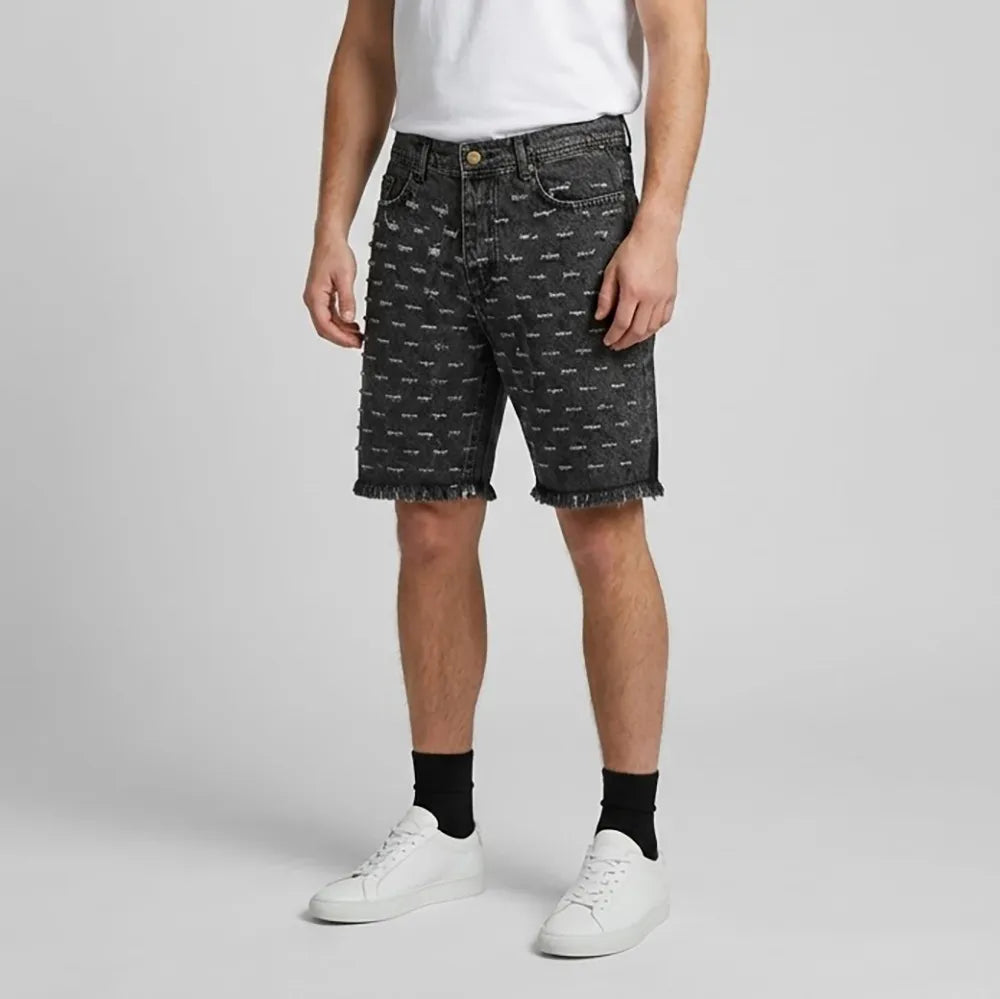 شورت شورت فاشون رجالي جينز رباعية قطن 100% رمادي فاتح جميع المواسم من إيجي وير جينز - SHM01-147-light-grey