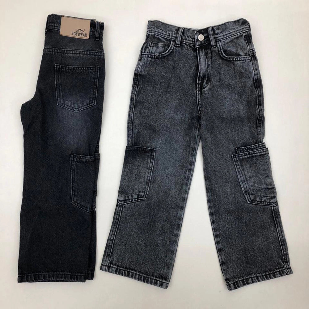 بنطلون ستريت بناتي جينز رباعية قطن 100% اسود جميع المواسم من إيجي وير جينز - STC03-425-black