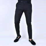 بنطلون كلاسيك سليم فيت رجالى كلاسيك ليكرا اسود صيفى من إم كيه إم فاشون - soft-black