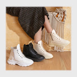 حذاء هاف بوت حريمى فوندي جلد إسكاي مستورد ونعل PVC حقن الوان متعددة شتوي من اكس تو - T-479