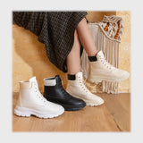 حذاء هاف بوت حريمى فوندي جلد إسكاي مستورد ونعل PVC حقن الوان متعددة شتوي من اكس تو - T-485