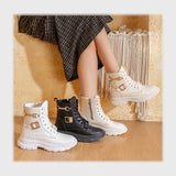 حذاء هاف بوت حريمى فوندي جلد إسكاي مستورد ونعل PVC حقن الوان متعددة شتوى من الطائر - T-496