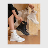 حذاء هاف بوت حريمى فوندي جلد إسكاي مستورد ونعل PVC حقن الوان متعددة شتوى من الطائر - T-503