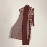 فستان توينز مطبوع تايجر حريمى تريكو بني شتوي من اتش - Twinz-2-BR