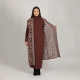 فستان توينز مطبوع تايجر حريمى تريكو بني شتوي من اتش - Twinz-2-BR