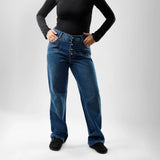 بنطلون ستريت حريمي جينز رباعيه قطن 100 % كحلي وسط جميع المواسم من ايجي وير جينز - WLG03-514-medium-blue