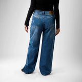 بنطلون وايد ليج حريمي جينز رباعيه قطن 100 % كحلي وسط جميع المواسم من ايجي وير جينز - WLW03-454-medium-blue