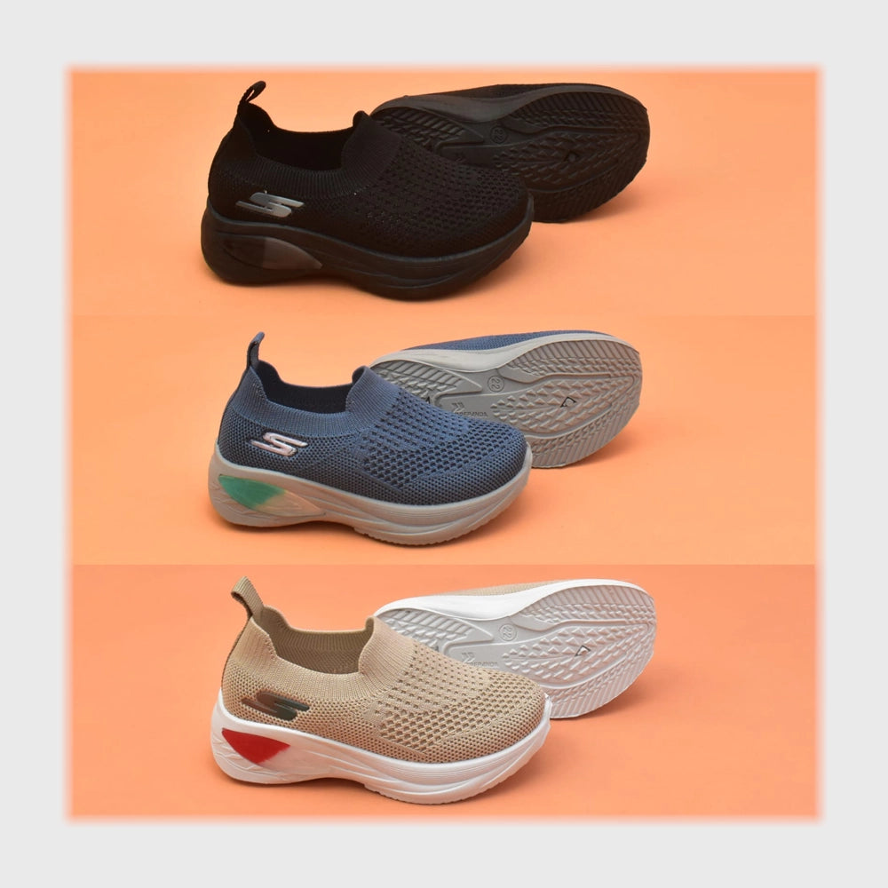 حذاء سنيكرز اطفالى فوندي تريكو خيط مستورد ونعل PVC حقن الوان متعددة جميع المواسم من بري باندا - XC81