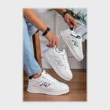 حذاء سنيكرز رجالى فوندي جلد إسكاي مستورد ونعل PVC حقن ابيض جميع المواسم من اس اند كيه - Z-1112N