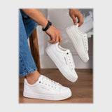 حذاء سنيكرز رجالى فوندي جلد إسكاي مستورد ونعل PVC حقن ابيض جميع المواسم من اس اند كيه - Z-1141