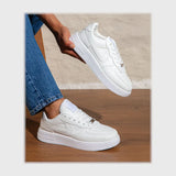 حذاء سنيكرز رجالى فوندي جلد إسكاي مستورد ونعل PVC حقن ابيض جميع المواسم من اس اند كيه - Z-7018AIR