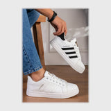 حذاء سنيكرز رجالى فوندي جلد إسكاي مستورد ونعل PVC حقن ابيض جميع المواسم من اس اند كيه - Z-7021