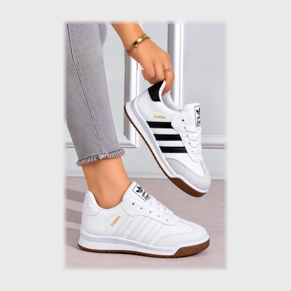 حذاء سنيكرز حريمى فوندي جلد إسكاي مستورد ونعل PVC حقن الوان متعددة جميع المواسم من كيو ار - Z8