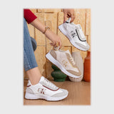 حذاء سنيكرز حريمى فوندي جلد إسكاي مستورد ونعل PVC حقن الوان متعددة جميع المواسم من بيكو - b-7667