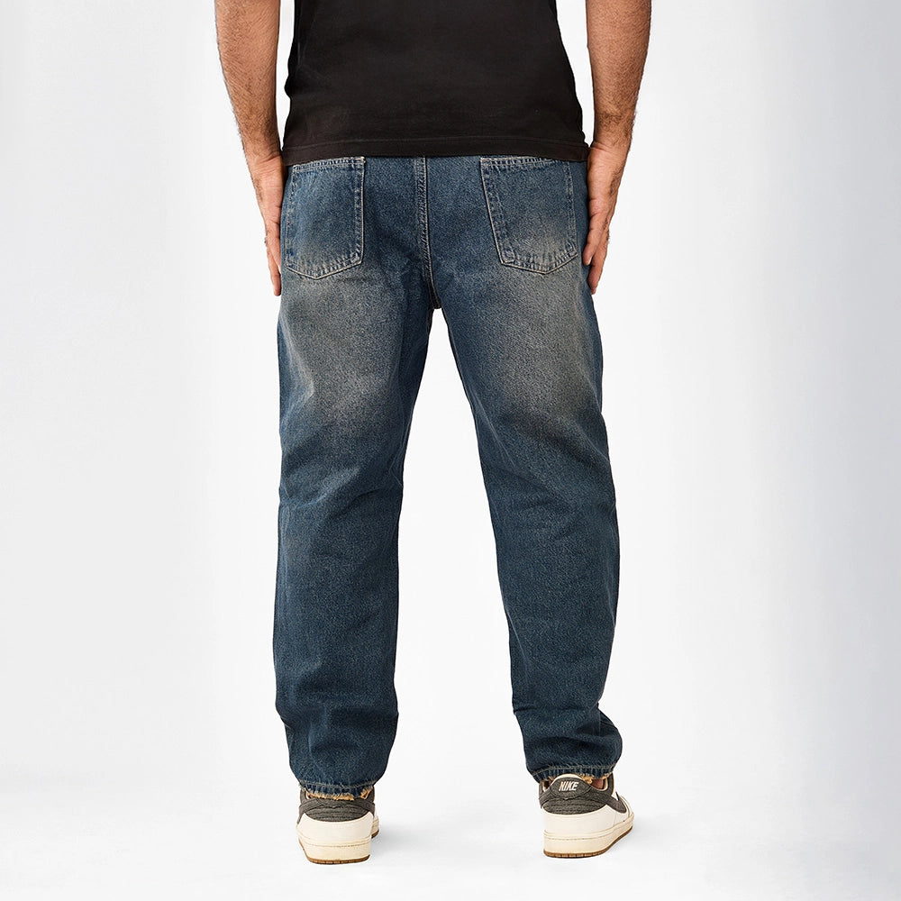 بنطلون بوي فريند رجالي جينز رباعية 98% قطن 2% ليكرا نحاسي جميع المواسم من إيجي وير جينز - bfm01-457-washed blue