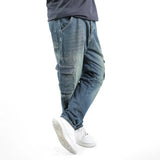 بنطلون بوي فريند رجالي جينز رباعية قطن 100% زيتي جميع المواسم من إيجي وير جينز - bfm6-437-washed blue